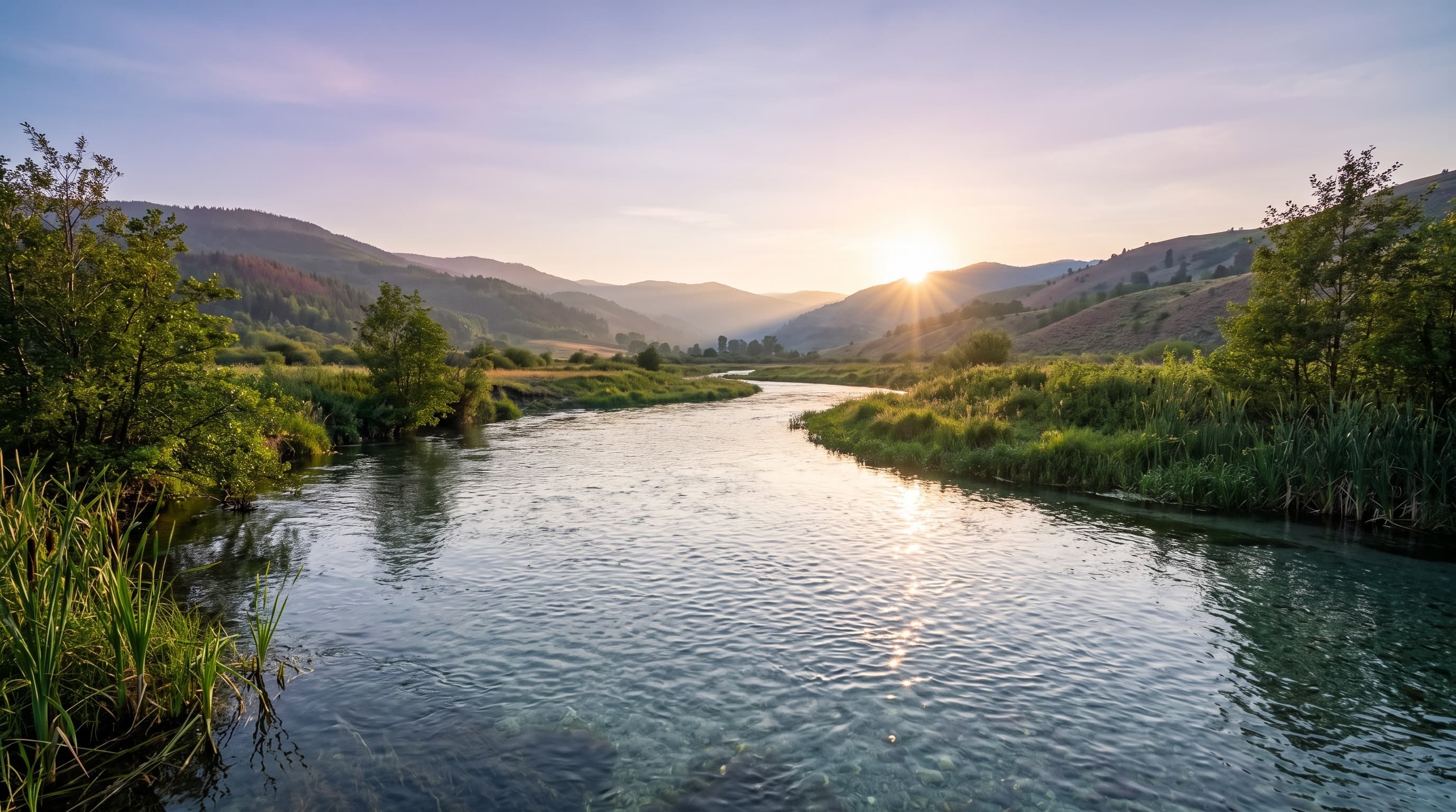 Nature and water at sunset